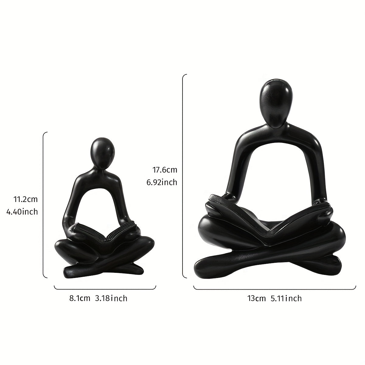 Charmante figurine en résine représentant un amoureux des livres – Disponible en noir, blanc et doré – Parfaite pour la décoration de la maison et de la salle à manger, les fêtes et les vacances