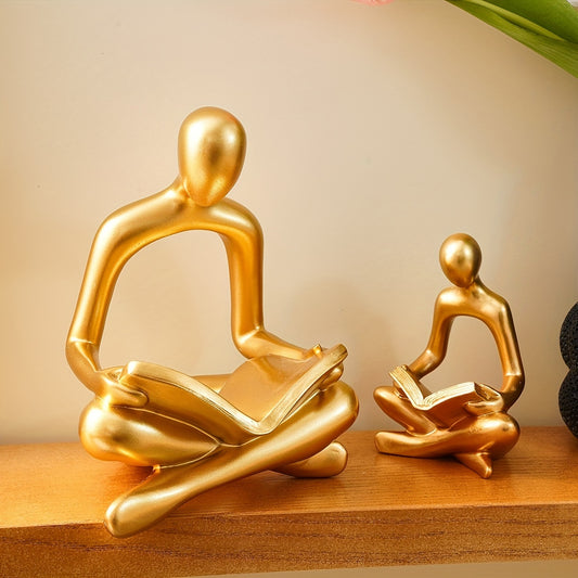 Charmante figurine en résine représentant un amoureux des livres – Disponible en noir, blanc et doré – Parfaite pour la décoration de la maison et de la salle à manger, les fêtes et les vacances